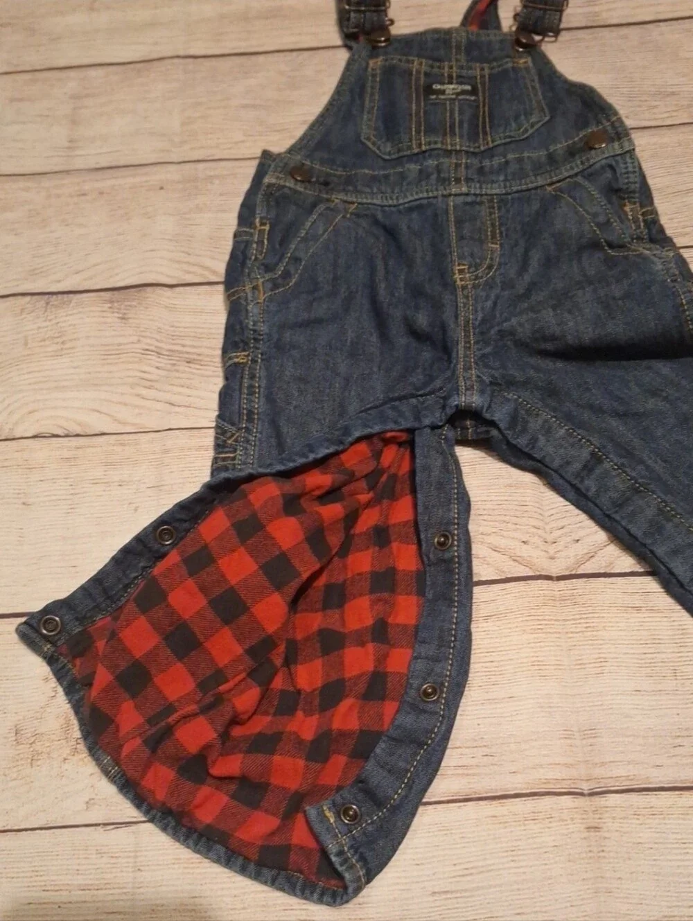 OshKosh B'Gosh Denim Flannel Lined Overalls Bibs